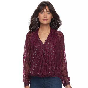 Jennifer Lopez Plum Metallic Blouse